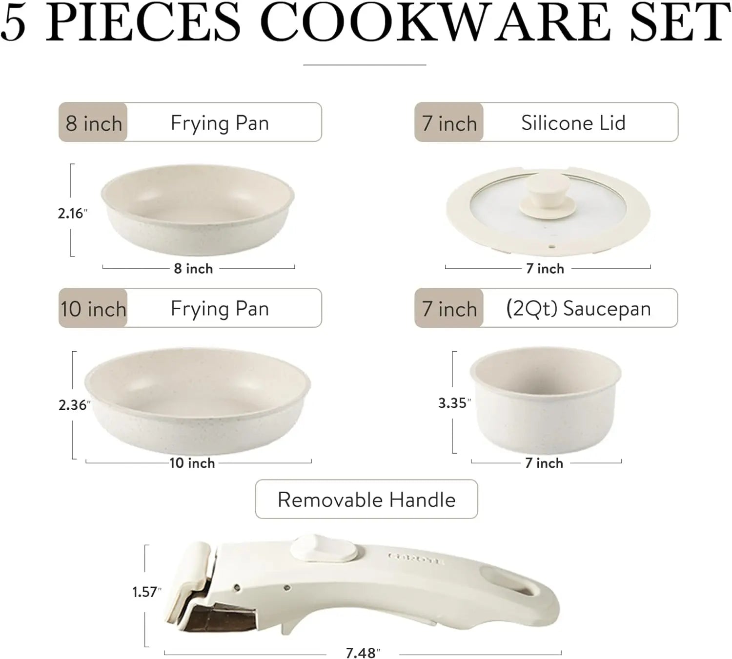 Nonstick cookware set with detachable handles, stacked. - My Store