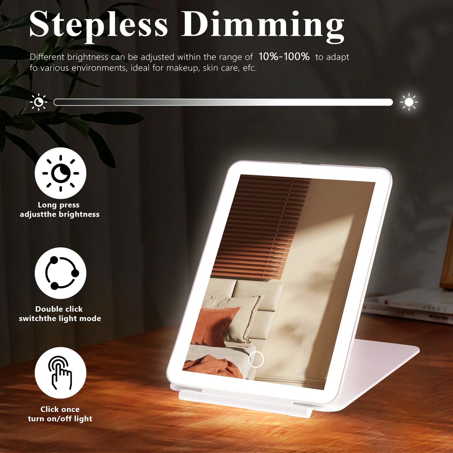 Makeup, cosmetic mirror with led lights for vanity table or travel. - My Store