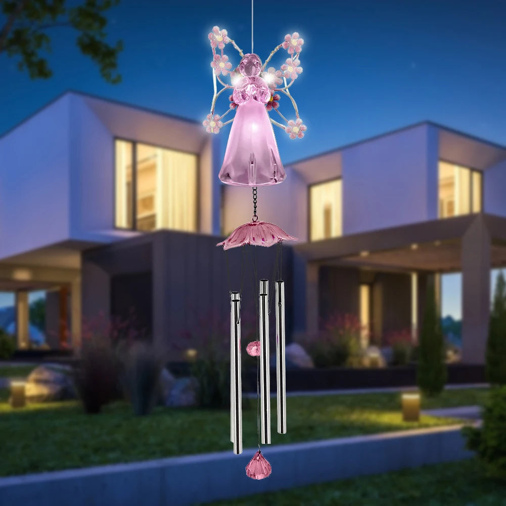 LED Solar Chandelier Angel Wind Chime, Decorative Pathway Lights. - My Store
