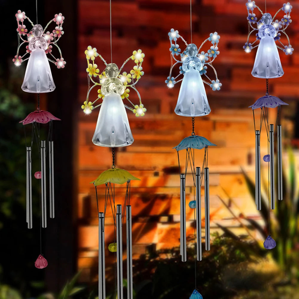 LED Solar Chandelier Angel Wind Chime, Decorative Pathway Lights. - My Store