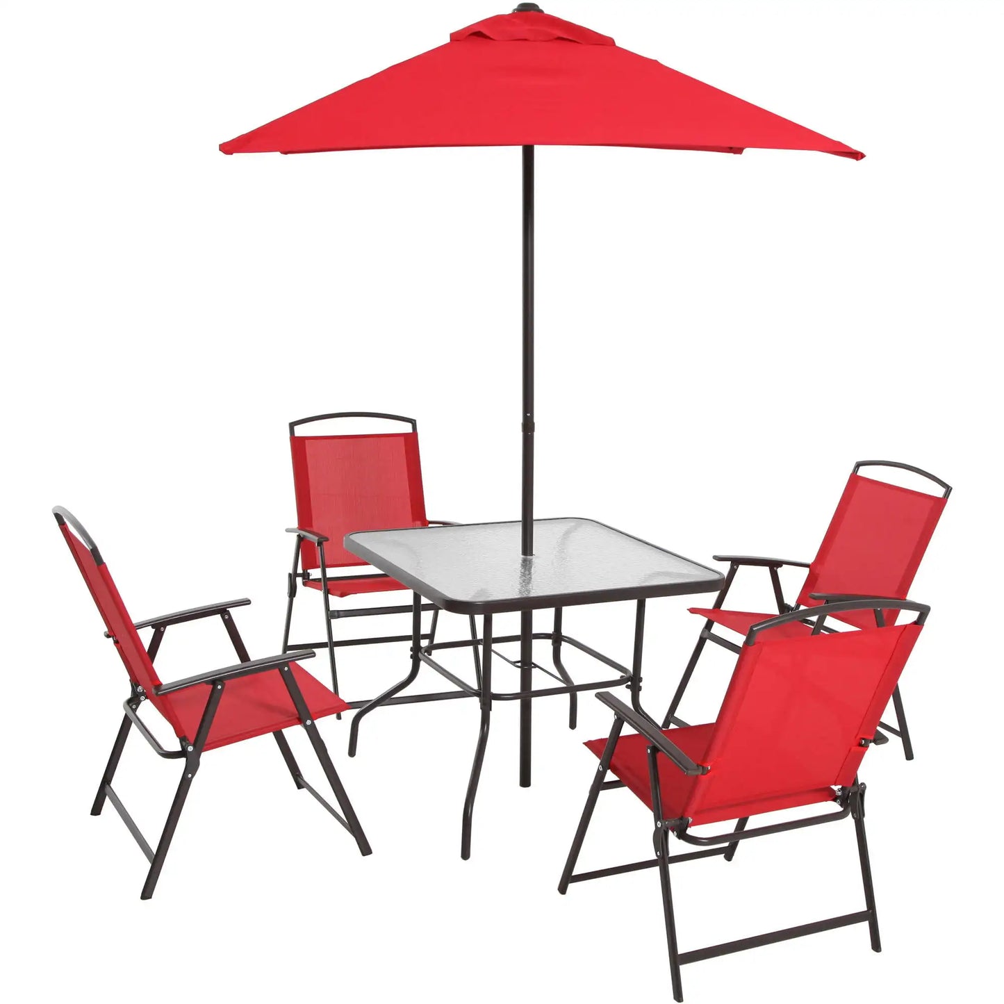 6 Piece Outdoor patio furniture with 4 chairs, and a table umbrella. - My Store